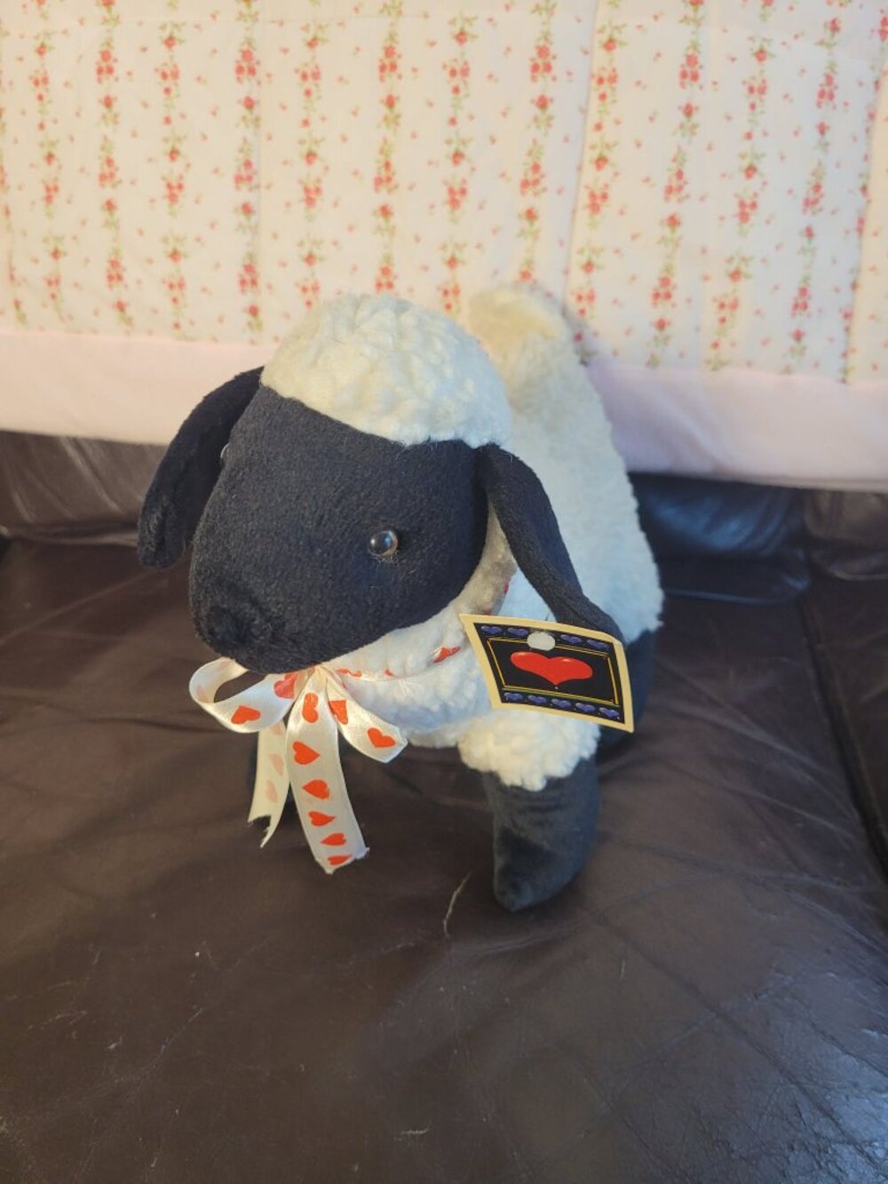 New Orleans Plush Lamb Sheep Heart Ribbon Stuffed Animal 15 inch